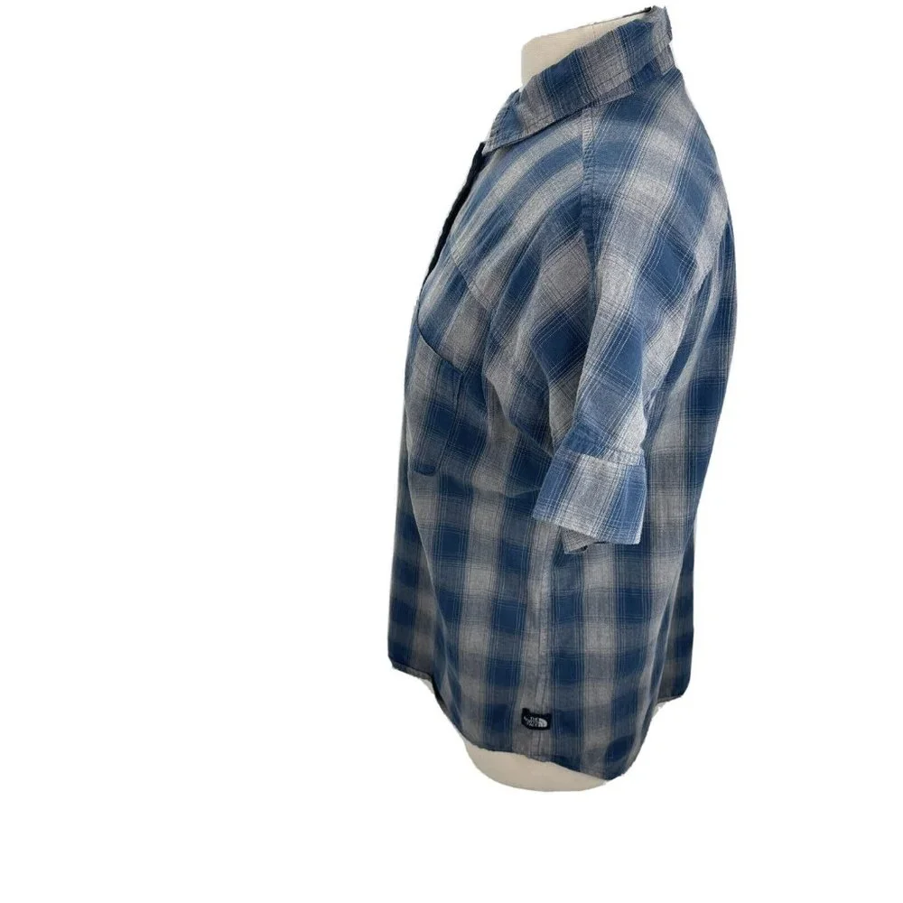 The North Face Women's Polo Shirt Plaid Short Sleeve Medium M Excellent!